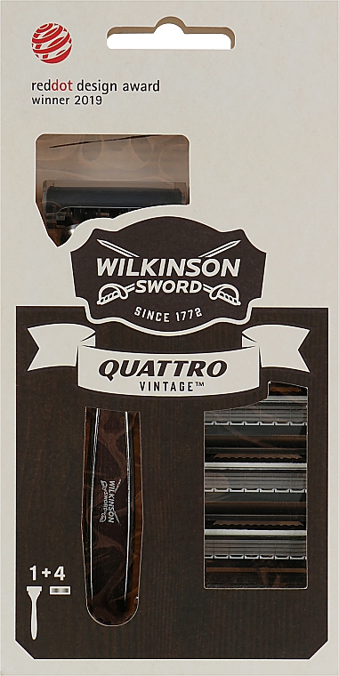 Maszynka dla mężczyzn z 4 wkładami - Wilkinson Sword Quattro Vintage Edition — Zdjęcie N1