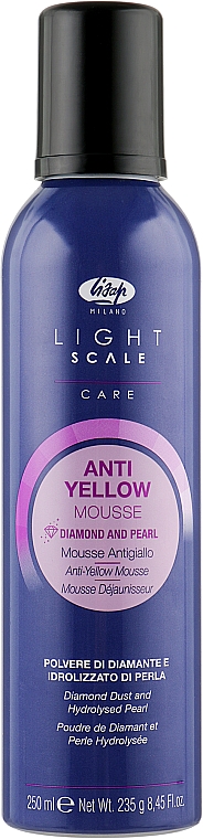 Pianka przeciw żółknięciu włosów z fioletowymi pigmentami - Lisap Light Scale Anti Yellow Mousse — Zdjęcie N1
