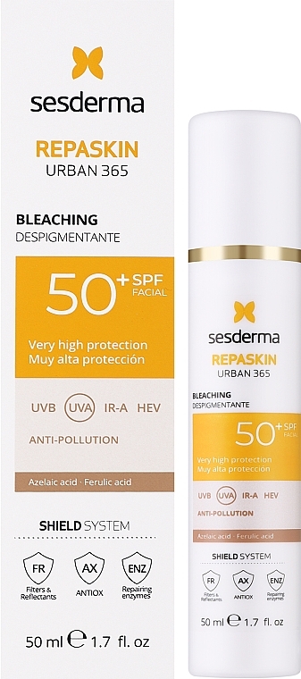 Depigmentujący krem przeciwsłoneczny do twarzy SPF 50+ - Sesderma Repaskin Urban 365 Depigmenting SPF 50+ — Zdjęcie N2