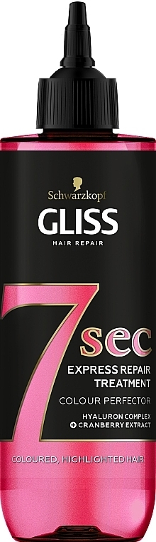 Maska chroniąca kolor włosów farbowanych - Gliss Kur 7 Sec Express Repair Treatment Color Perfector