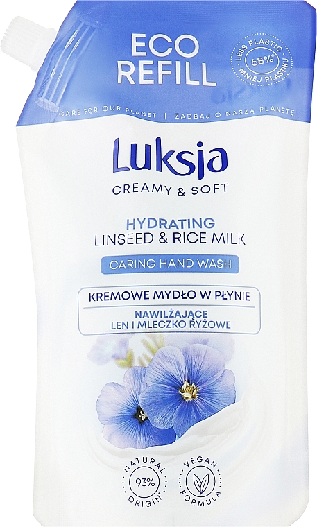 Kremowe mydło w płynie Mleko lniane i ryżowe - Luksja Creamy & Soft Hydrating Linseed & Rice Milk Caring Hand Wash (uzupełnienie) — Zdjęcie N1