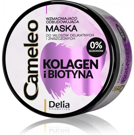 Wzmacniająco-odbudowująca maska do włosów delikatnych i zniszczonych Kolagen i biotyna - Delia Cameleo