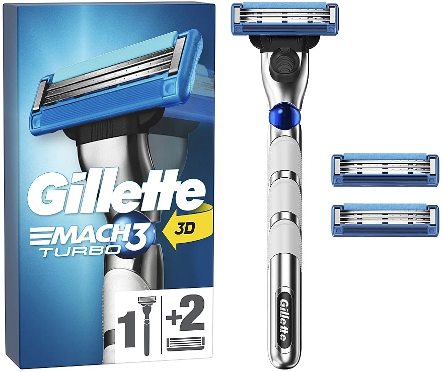 Maszynka do golenia z 3 wymiennymi wkładami - Gillette Mach 3 Turbo — Zdjęcie N2