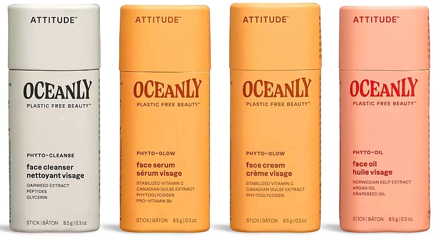 Zestaw - Attitude Oceanly Phyto-Glow Travel Size Gift Set (f/cl/8.5g + f/ser/8.5g + f/cr/8.5g + f/oil/8.5g) — Zdjęcie N2