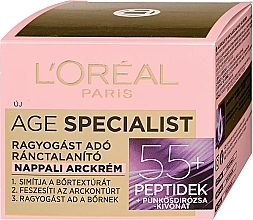 Przeciwzmarszczkowy rozświetlający krem na dzień 55+ - L'Oreal Paris Age Specialist Day Cream 55+ — Zdjęcie N2