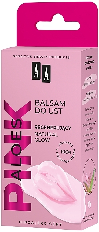 Rewitalizujący balsam do ust - AA Pink Aloes Regenerating Natural Glow Lip Balm — Zdjęcie N3