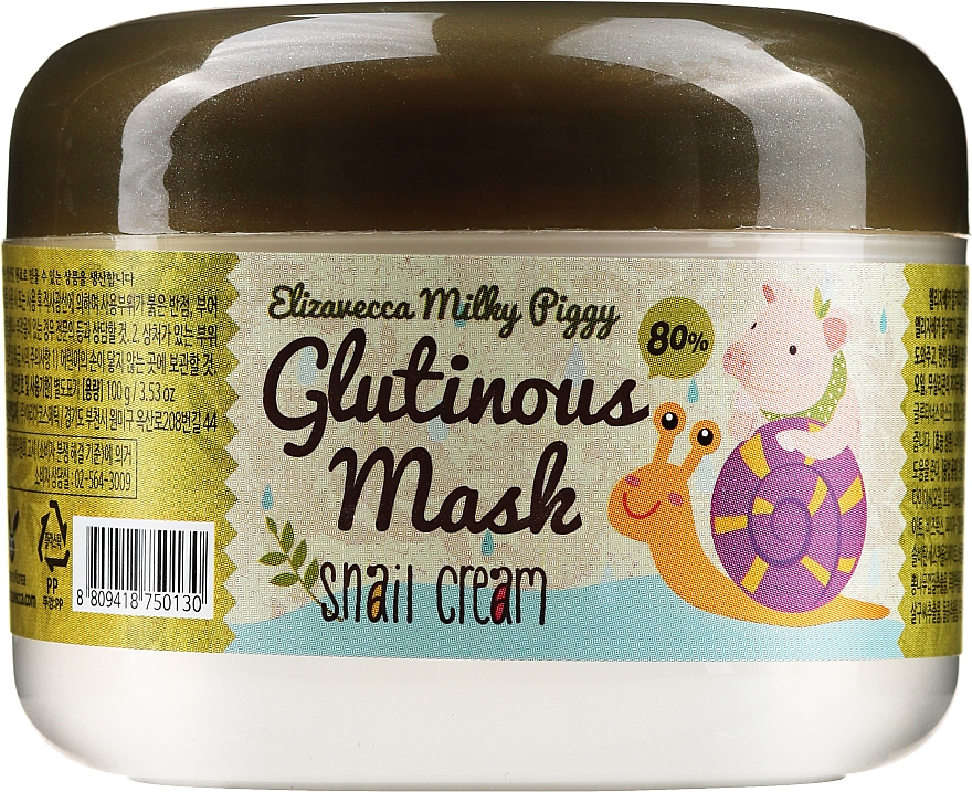 Krem-maska ​​na noc z mucyną ślimaka - Elizavecca Face Care Milky Piggy Glutinous Mask 80% Snail Cream