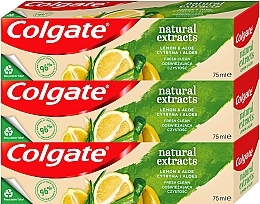 Kup Zestaw - Colgate Natural Extracts Ultimate Fresh Clean Lemon & Aloe Trio (toothpaste/3x75ml)