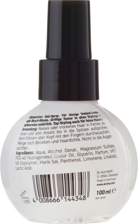 Lekki spray do włosów z solą morską - Alcina Style Sea Salt Spray — Zdjęcie N2