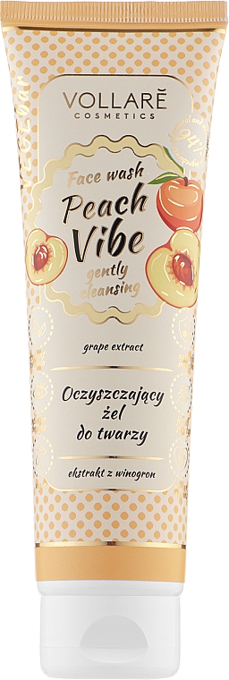 Żel do mycia z ekstraktem z brzoskwini i winogron - Vollare Cosmetics VegeBar Peach Vibe Cleansing Gel