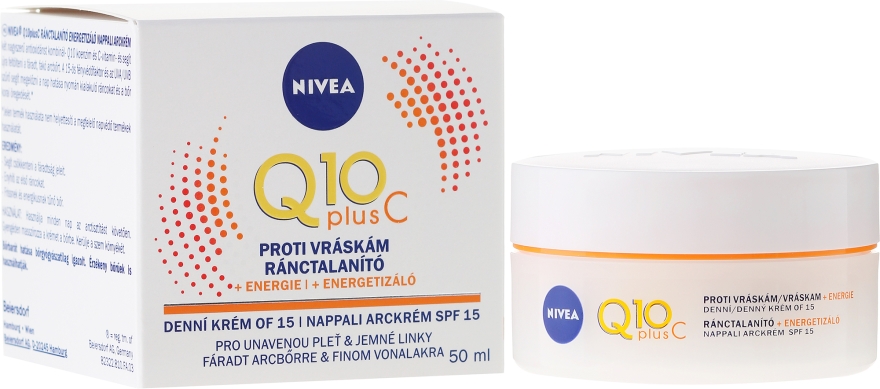 Energizujący krem przeciwzmarszczkowy - NIVEA Q10 Plus Energizing Anti-Wrinkle Day Cream SPF15 — Zdjęcie N1