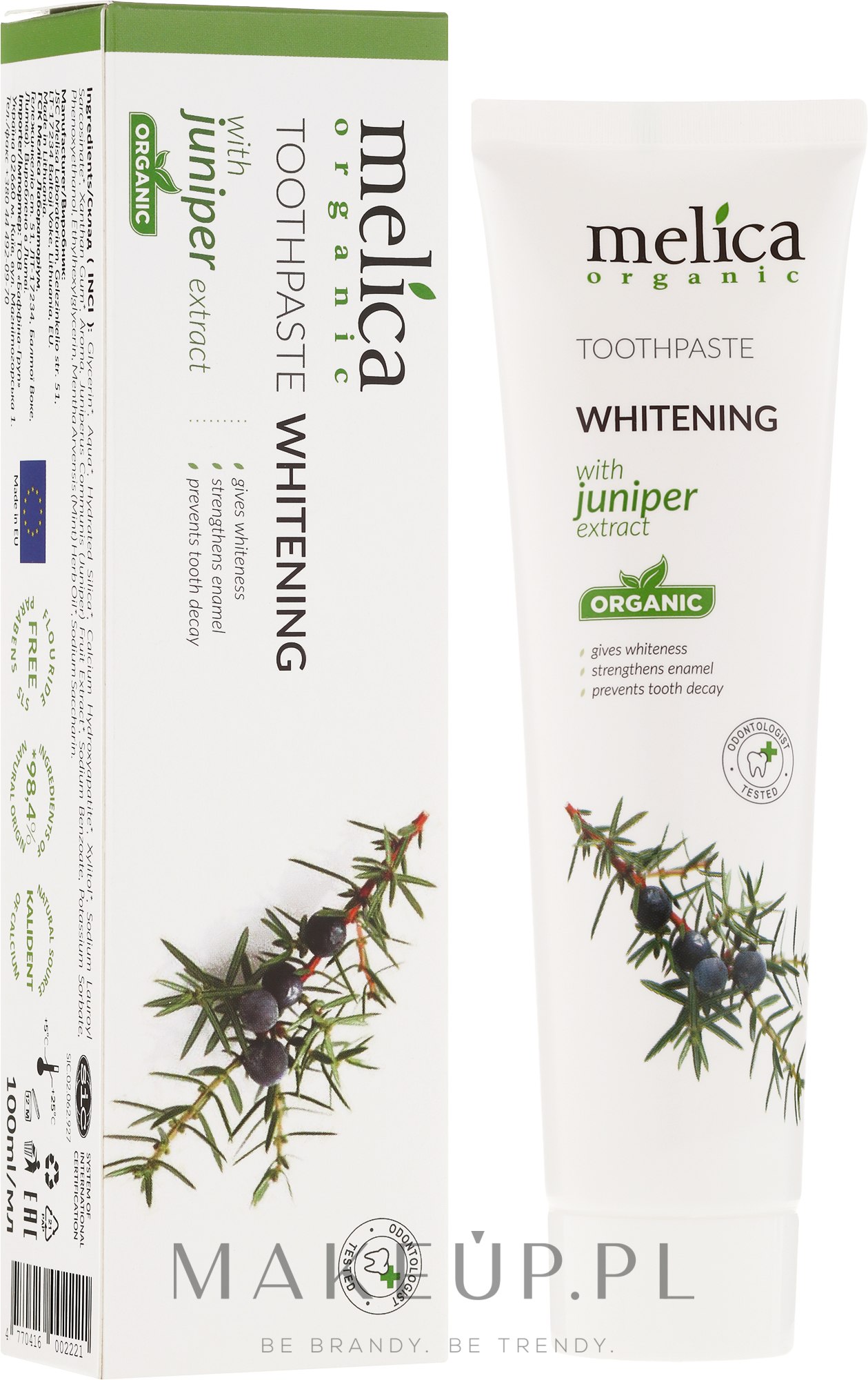 Wybielająca pasta do zębów z ekstraktem z jałowca - Melica Organic Whitening Toothpaste — Zdjęcie 100 ml