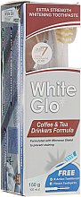 Kup Zestaw: wybielająca pasta do zębów dla miłośników kawy i herbaty + biało-żółta szczoteczka - White Glo Coffee & Tea Drinkers Formula Whitening Toothpaste (toothpaste/100ml + toothbrush)