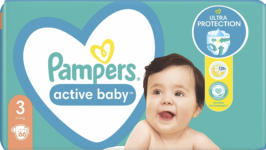 Pampers Active Baby 3 pieluchy (6-10 kg), 66 szt. - Pampers — Zdjęcie N8