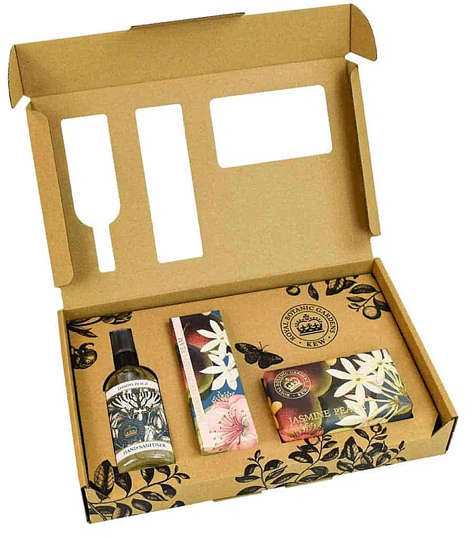 Zestaw - The English Soap Company Kew Gardens Jasmine Peach Hand Care Gift Box (soap/240g + h/cr/75ml + san/100ml) — Zdjęcie N2
