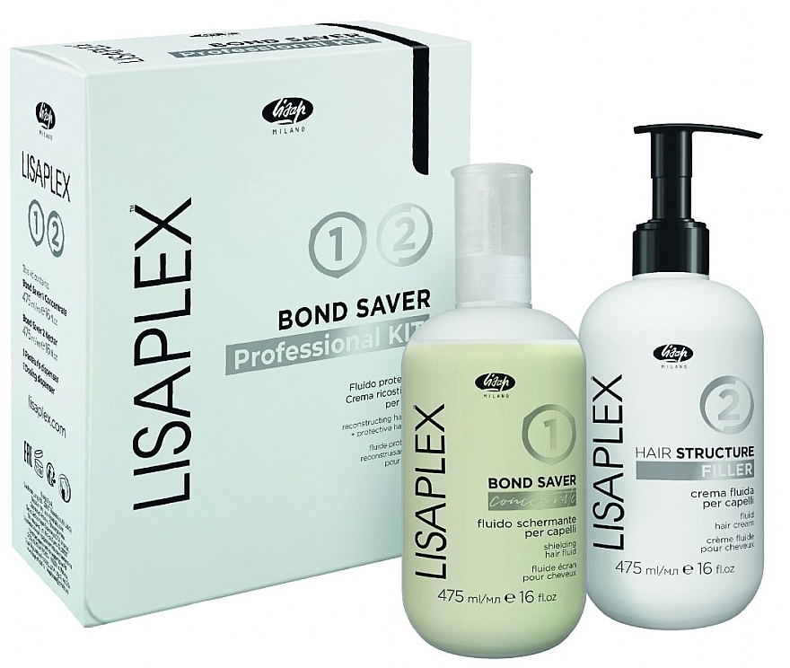 PRZECENA! Zestaw - Lisap Lisaplex Bond Saver Kit (h/fluid/475 ml + h/filler/475 ml) * — Zdjęcie N1