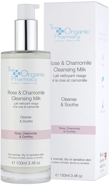 Mleczko oczyszczające do skóry wrażliwej Róża i rumianek - The Organic Pharmacy Rose & Chamomile Cleansing Milk — Zdjęcie N1