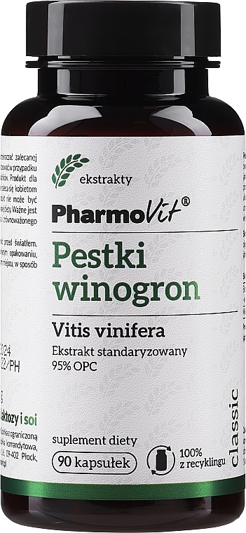Suplement diety Pestki winogron - Pharmovit Grape Seeds 95% Extract — Zdjęcie N1