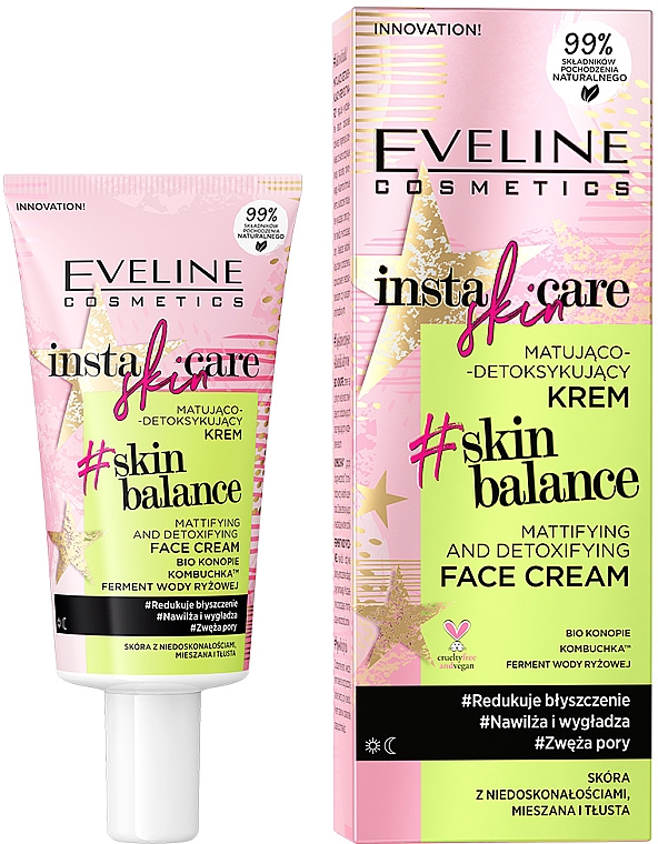 Matująco-detoksykujący krem do twarzy - Eveline Cosmetics Insta Skin Care #Skin Balance — фото N1