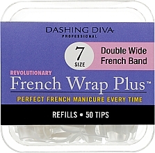 Tipsy - Dashing Diva French Wrap Plus Double Wide White 50 Tips (Size 7) — Zdjęcie N1