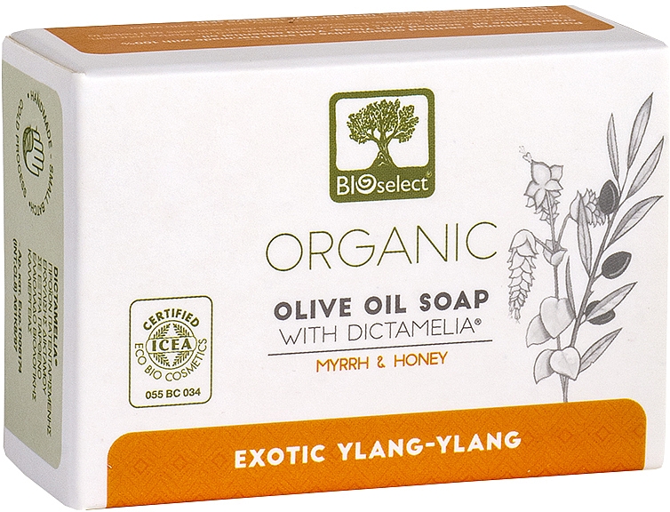 Naturalne mydło oliwkowe z mirrą i miodem - BIOselect Pure Olive Oil Soap Myrrh & Honey — Zdjęcie N1