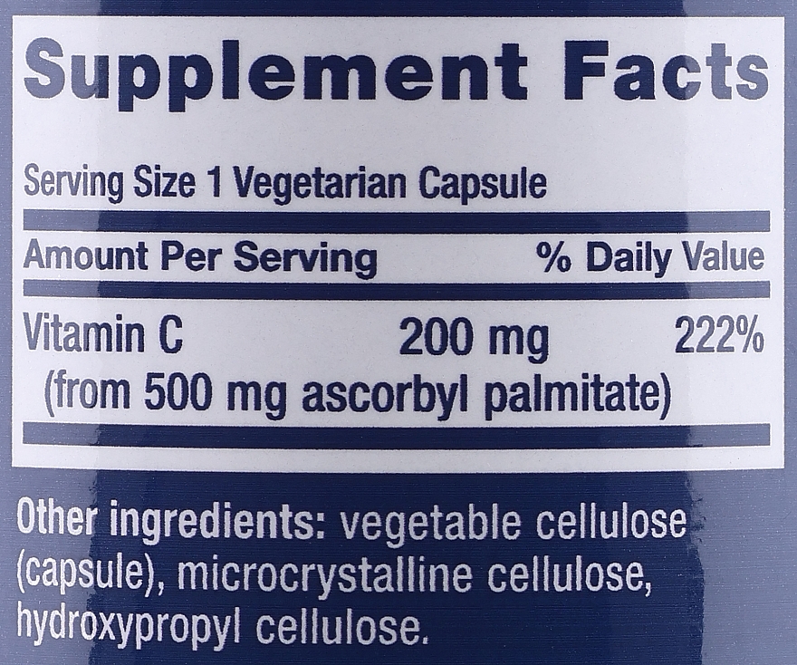 Suplement diety palmitynian askorbylu - Life Extension Ascorbyl Palmitate, 500 mg — Zdjęcie N3