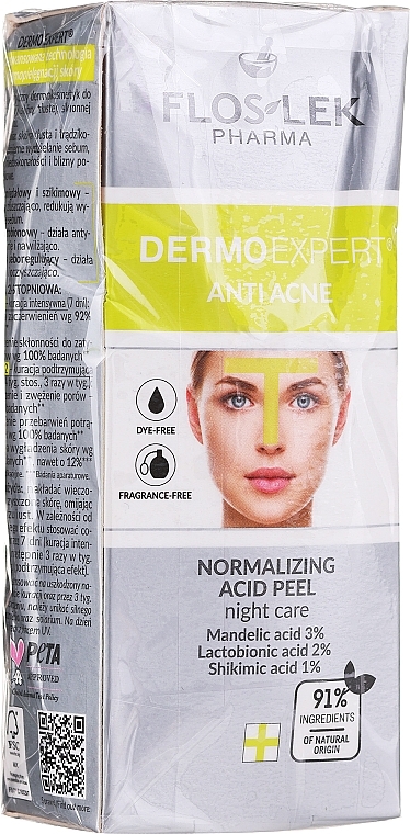 PRZECENA! Peeling kwasowy normalizujący na noc - Floslek Dermo Expert Anti Acne Peeling * — Zdjęcie N1