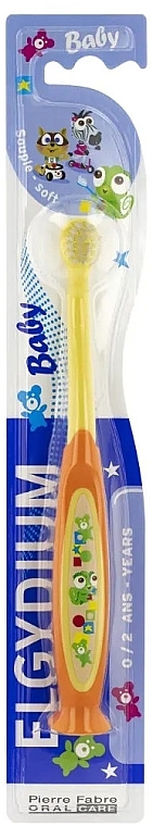 Szczoteczka do zębów dla dzieci, 0-2 lata, pomarańczowa - Elgydium Baby Souple Soft — Zdjęcie N1