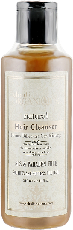 Naturalny szampon wzmacniający Henna i bazylia tulasi - Khadi Organique Henna Tulsi Extra Shampoo Hair Cleanser SLS & Paraben Free — Zdjęcie N1