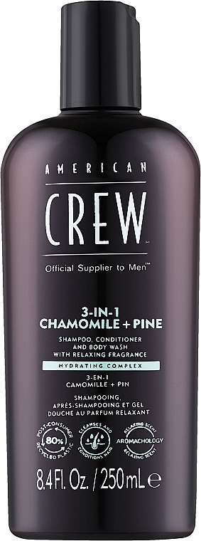 Żel do pielęgnacji włosów i ciała 3 w 1 - American Crew Official Supplier To Men 3 In 1 Chamomile + Pine Shampoo Conditioner And Body Wash  — Zdjęcie N1