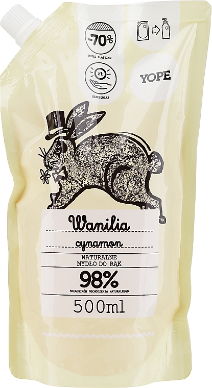 Cynamonowo-waniliowe mydło w płynie - Yope Vanilla Natural Liquid Soap 98% (doypack) — Zdjęcie N1