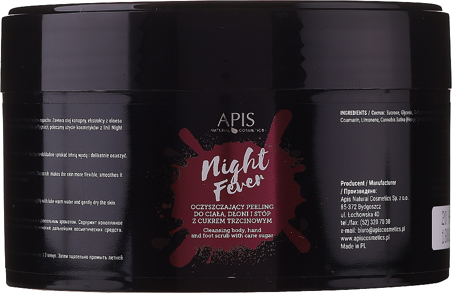 Oczyszczający peeling do ciała, dłoni i stóp z cukrem trzcinowym - APIS Professional Night Fever Peelling For Body, Hand And Foot — Zdjęcie N1