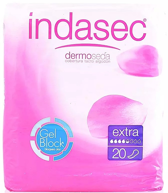 Podpaski higieniczne, 20 sztuk - Indasec Dermoseda Compresses Incontinence Extra — Zdjęcie N1