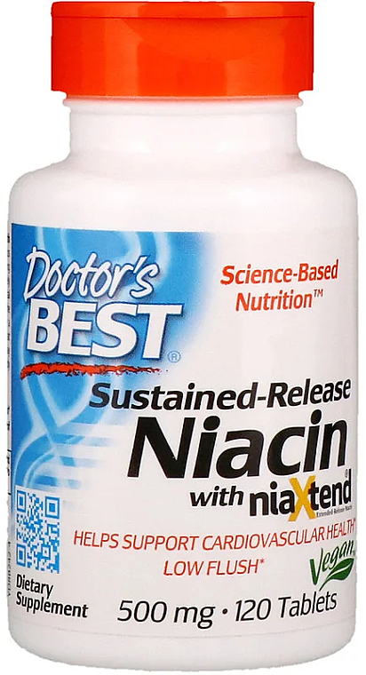 Niacyna o przedłużonym uwalnianiu, 500 mg - Doctor's Best — Zdjęcie N1