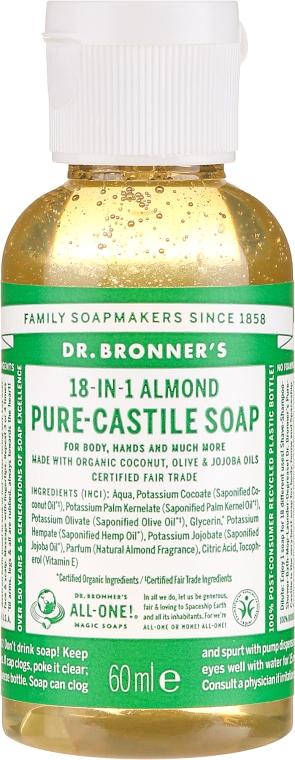 Mydło w płynie Migdały - Dr Bronner’s 18-in-1 Pure Castile Soap Almond — Zdjęcie N1