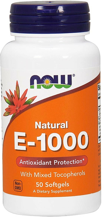 Kapsułka z witaminą E-1000 - Now Foods Natural E-1000 With Mixed Tocopherols Softgels — Zdjęcie N3