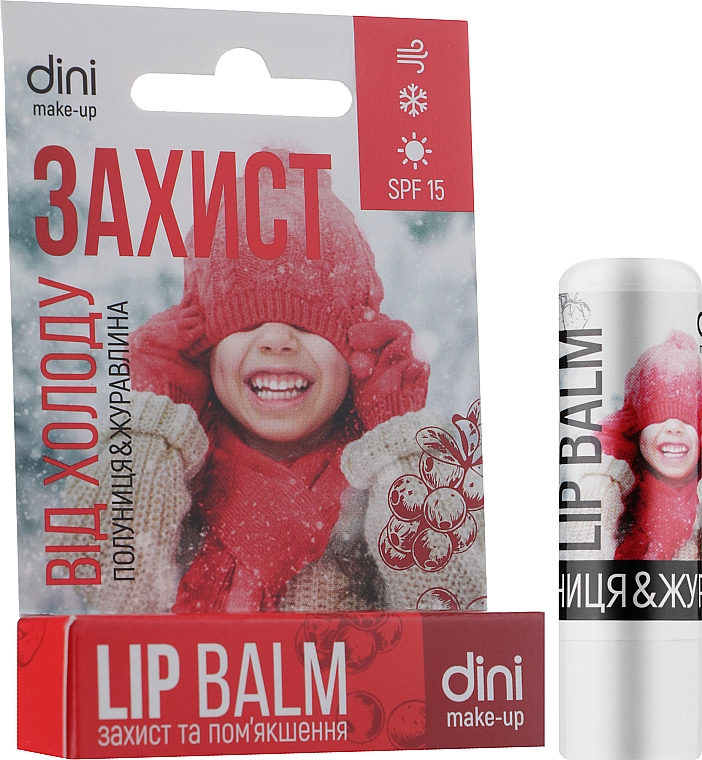 Balsam ochronny do ust Truskawka i żurawina - Dini Lip Balm SPF 15 — Zdjęcie N2