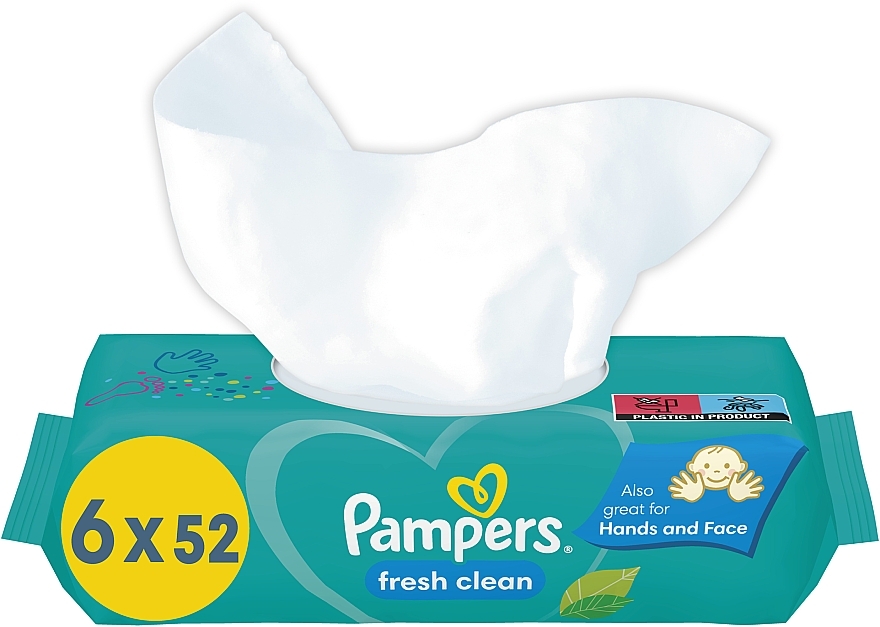 Nawilżane chusteczki dla dzieci Fresh Clean, 6x52 szt. - Pampers — Zdjęcie N4