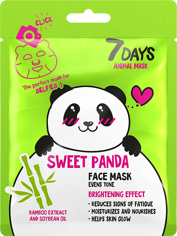 Maska do twarzy Słodka panda - 7 Days Animal Sweet Panda — Zdjęcie N1