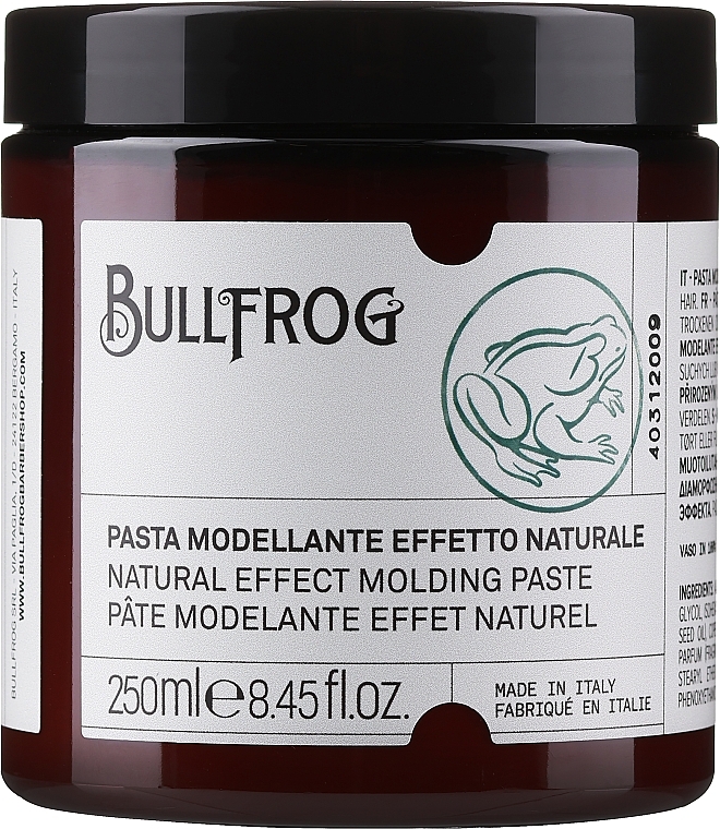 Pasta do włosów - Bullfrog Natural Effect Molding Paste — Zdjęcie N1