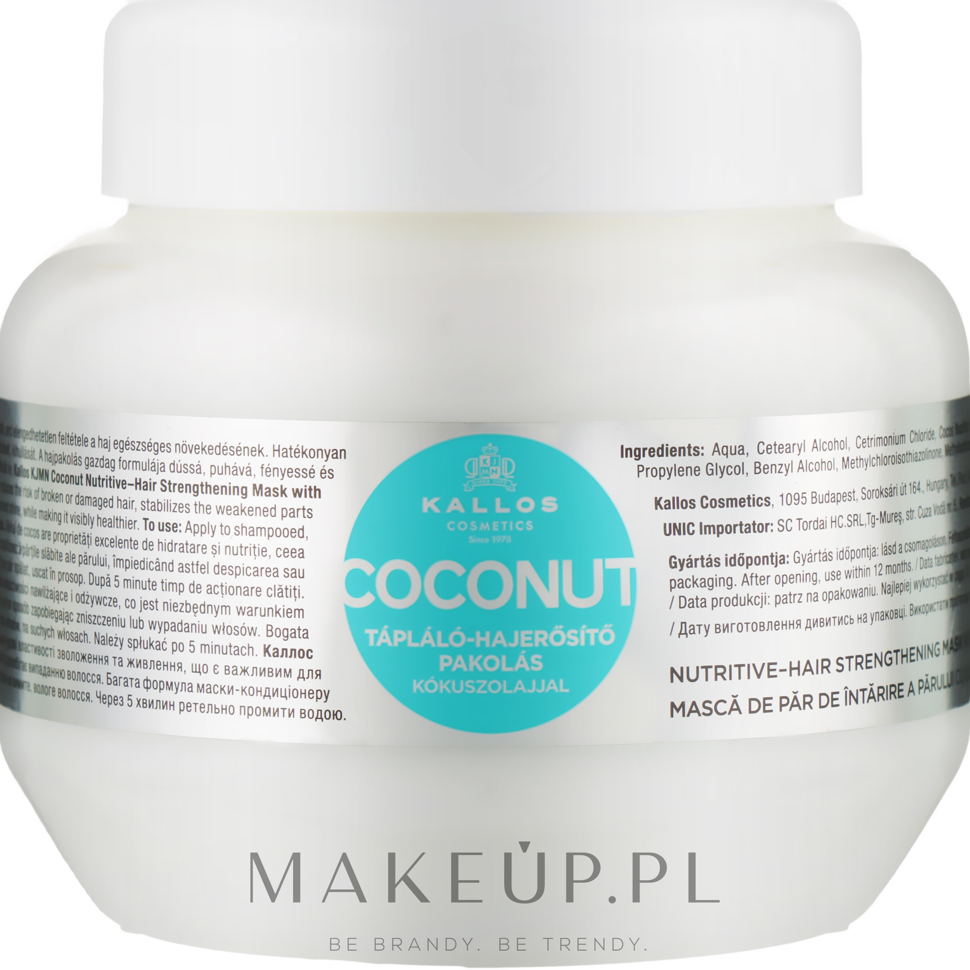 Kallos Cosmetics Coconut Nutritive Hair Mask - Odżywcza maska wzmacniająca do włosów Kokos — Zdjęcie 275 ml