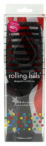 Szczotka do włosów, czarna - Rolling Hills Hairbrushes Quick Dry Brush Black — Zdjęcie N1