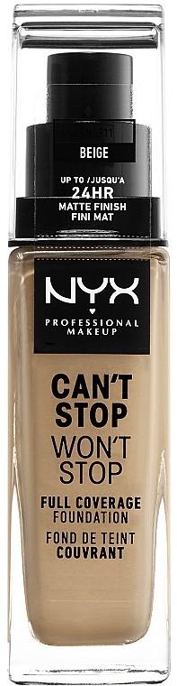 PRZECENA! Podkład do twarzy - NYX Professional Makeup Can't Stop Won't Stop Full Coverage Foundation * — Zdjęcie N1