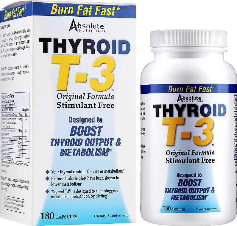 Suplement diety Thyroid T-3 - Absolute Nutrition Thyroid T-3 Capsules — Zdjęcie N4