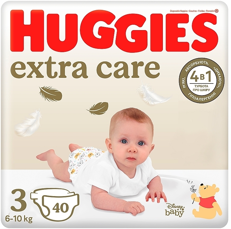 Pieluchy Extra Care, rozmiar 3, 6-10 kg, 40 szt. - Huggies  — Zdjęcie N1