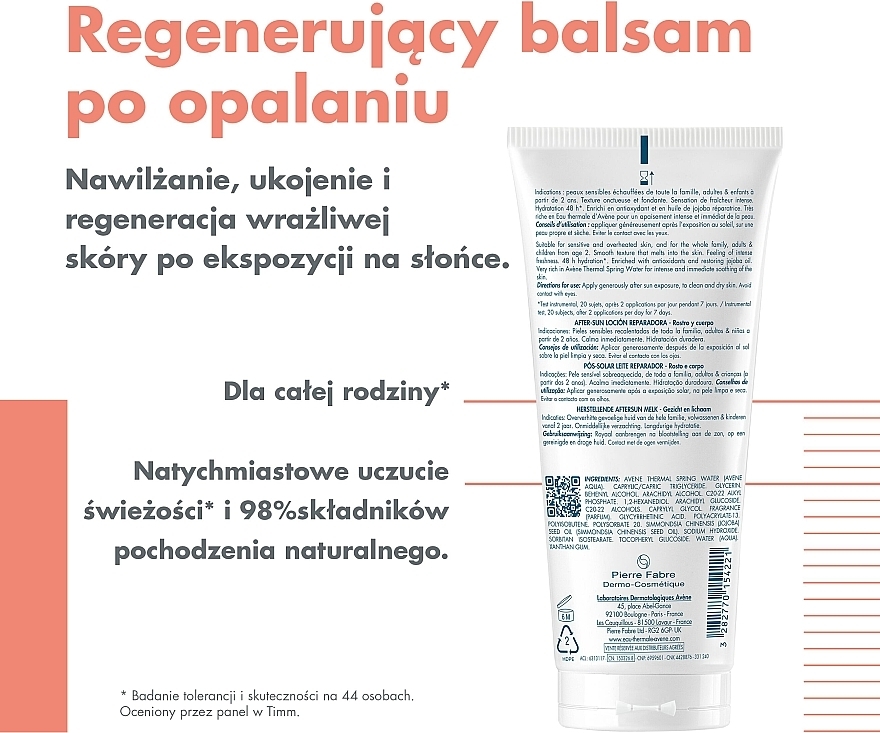 Regenerujący balsam do twarzy i ciała po opalaniu - Avene After Sun Restoration Lotion — Zdjęcie N5