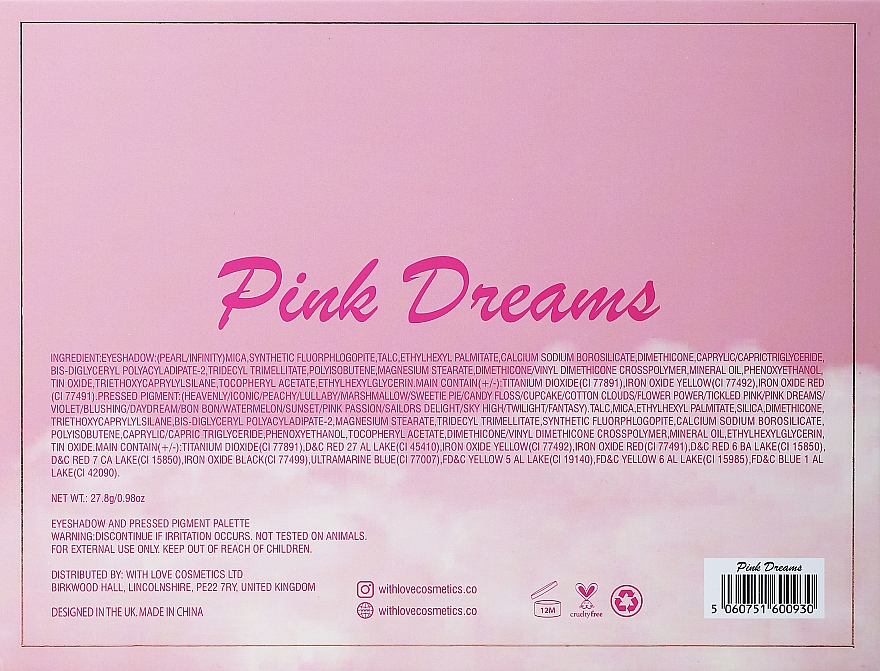 Paleta cieni do powiek - With Love Cosmetics Pink Dreams Palette — фото N3