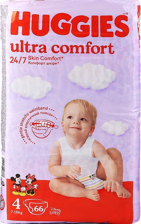 Pieluszki Ultra Comfort 4 (7-18 kg) Mega, 66 szt. - Huggies — Zdjęcie N1