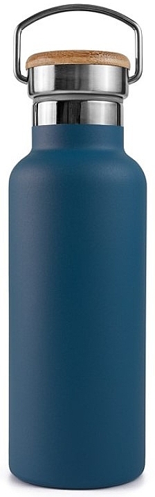 Butelka termiczna ze stali nierdzewnej z bambusową pokrywką, 750 ml, niebieska - Bambaw — Zdjęcie N1