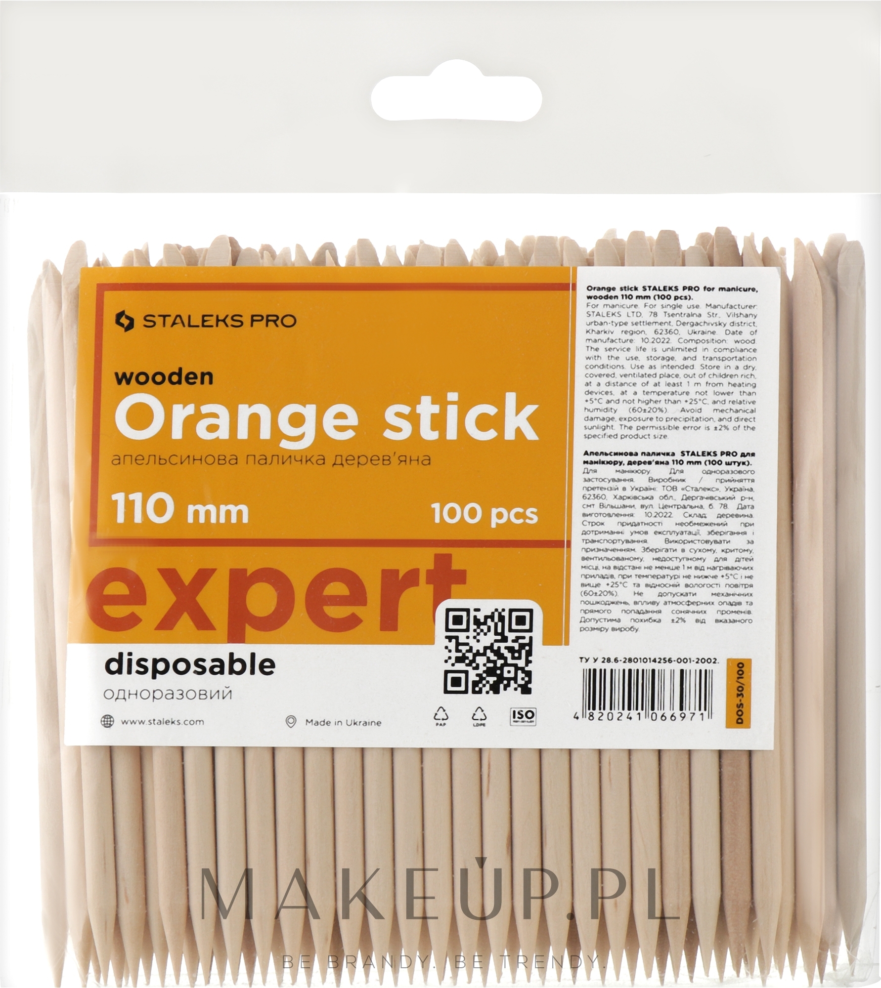 Patyczki pomarańczowe do manicure, 110 mm, 100 szt. - Staleks Pro Expert Wooden Orange Stick — Zdjęcie 100 szt.